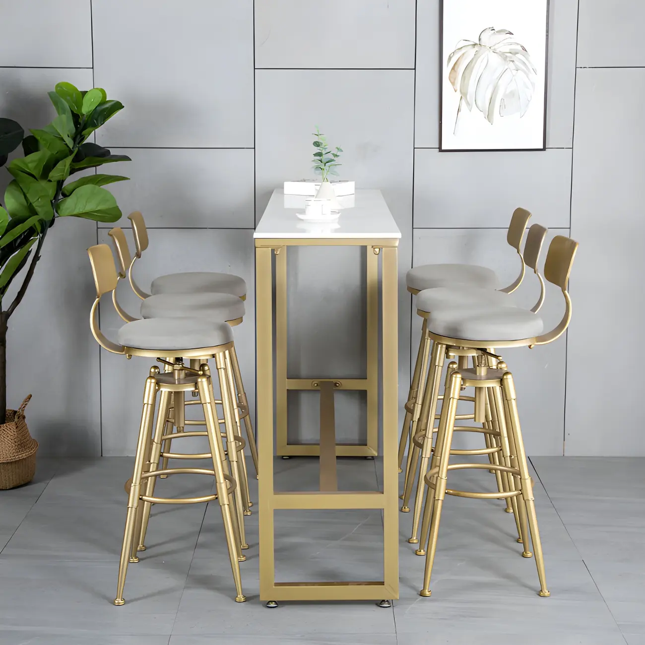 Luxurious Metal Swivel Bar Stools with Backrest for Home Bar Image - 30 | homeyfad