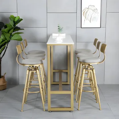 Luxurious Metal Swivel Bar Stools with Backrest for Home Bar Image - 30