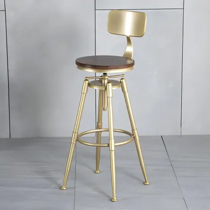 Luxurious Metal Swivel Bar Stools with Backrest for Home Bar Image - 31