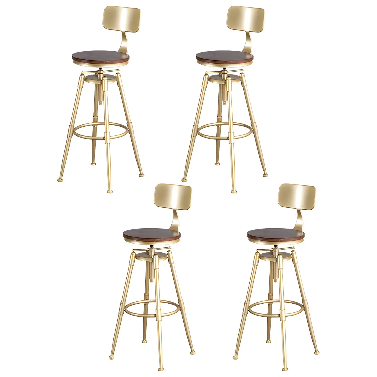 Luxurious Metal Swivel Bar Stools with Backrest for Home Bar Image - 33 | homeyfad