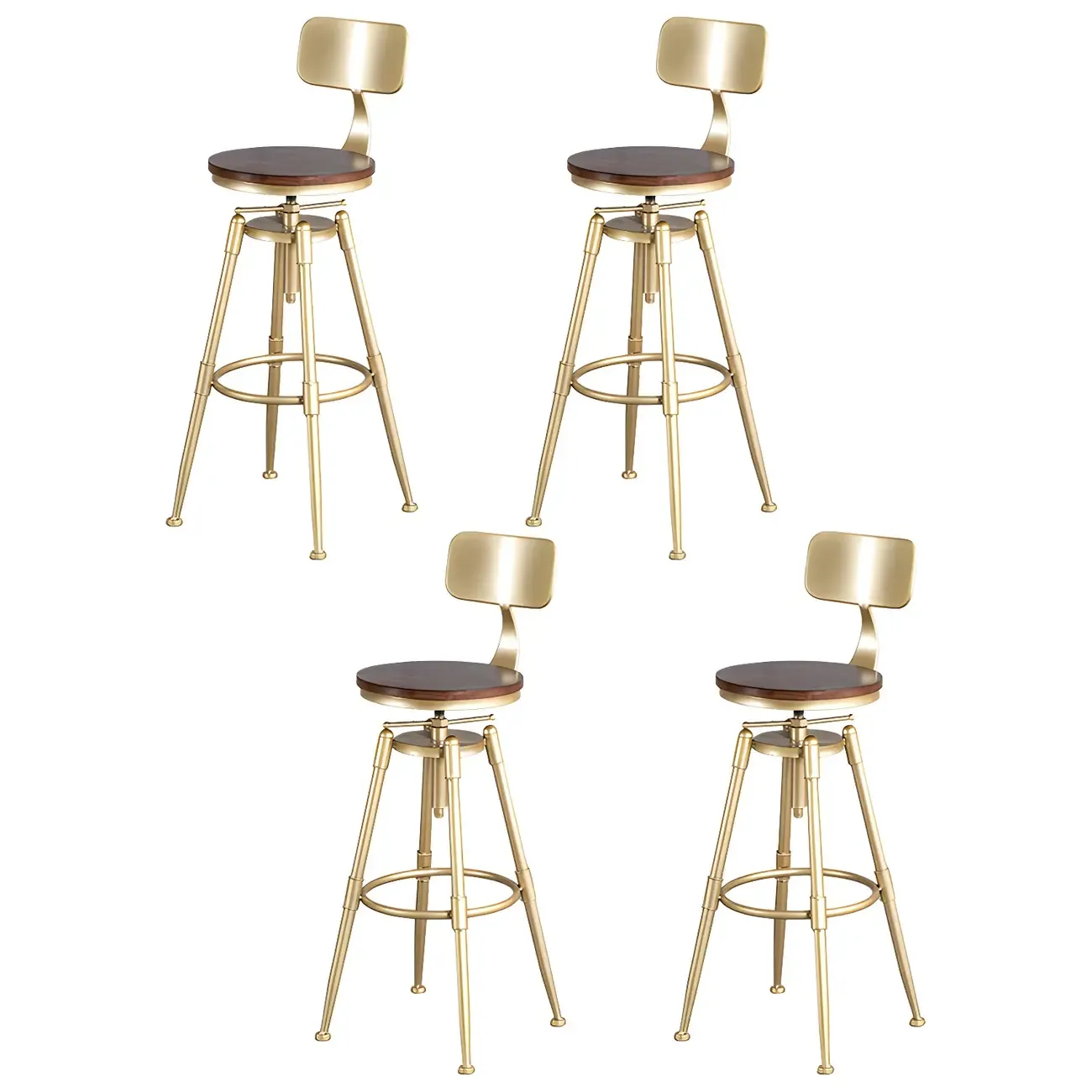 Luxurious Metal Swivel Bar Stools with Backrest for Home Bar Image - 33