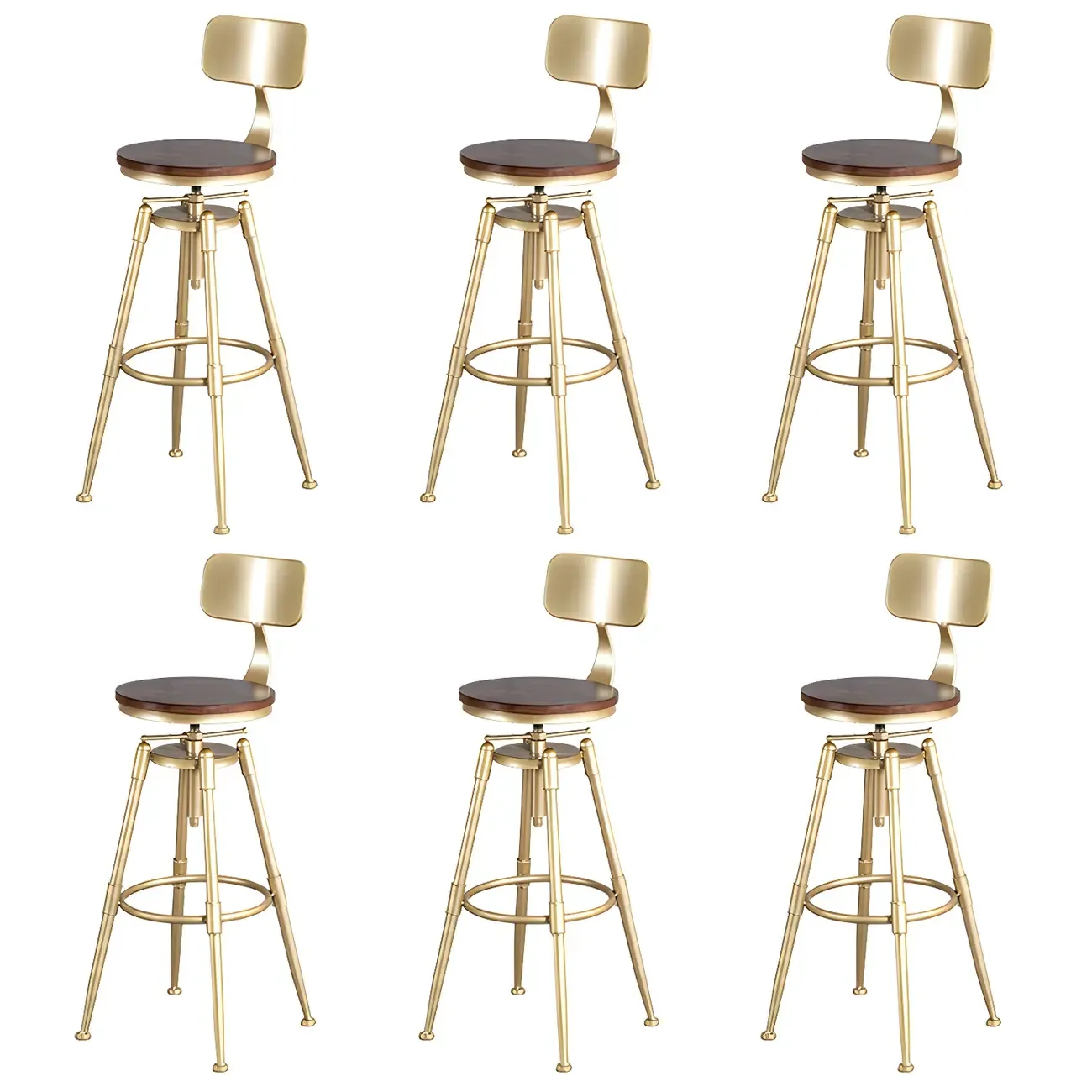 Luxurious Metal Swivel Bar Stools with Backrest for Home Bar Image - 34