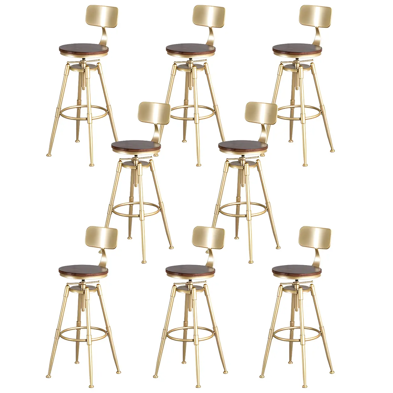 Luxurious Metal Swivel Bar Stools with Backrest for Home Bar Image - 35 | homeyfad