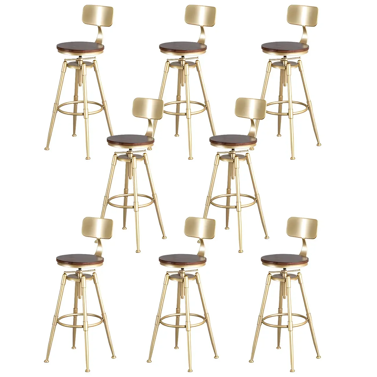 Luxurious Metal Swivel Bar Stools with Backrest for Home Bar Image - 35