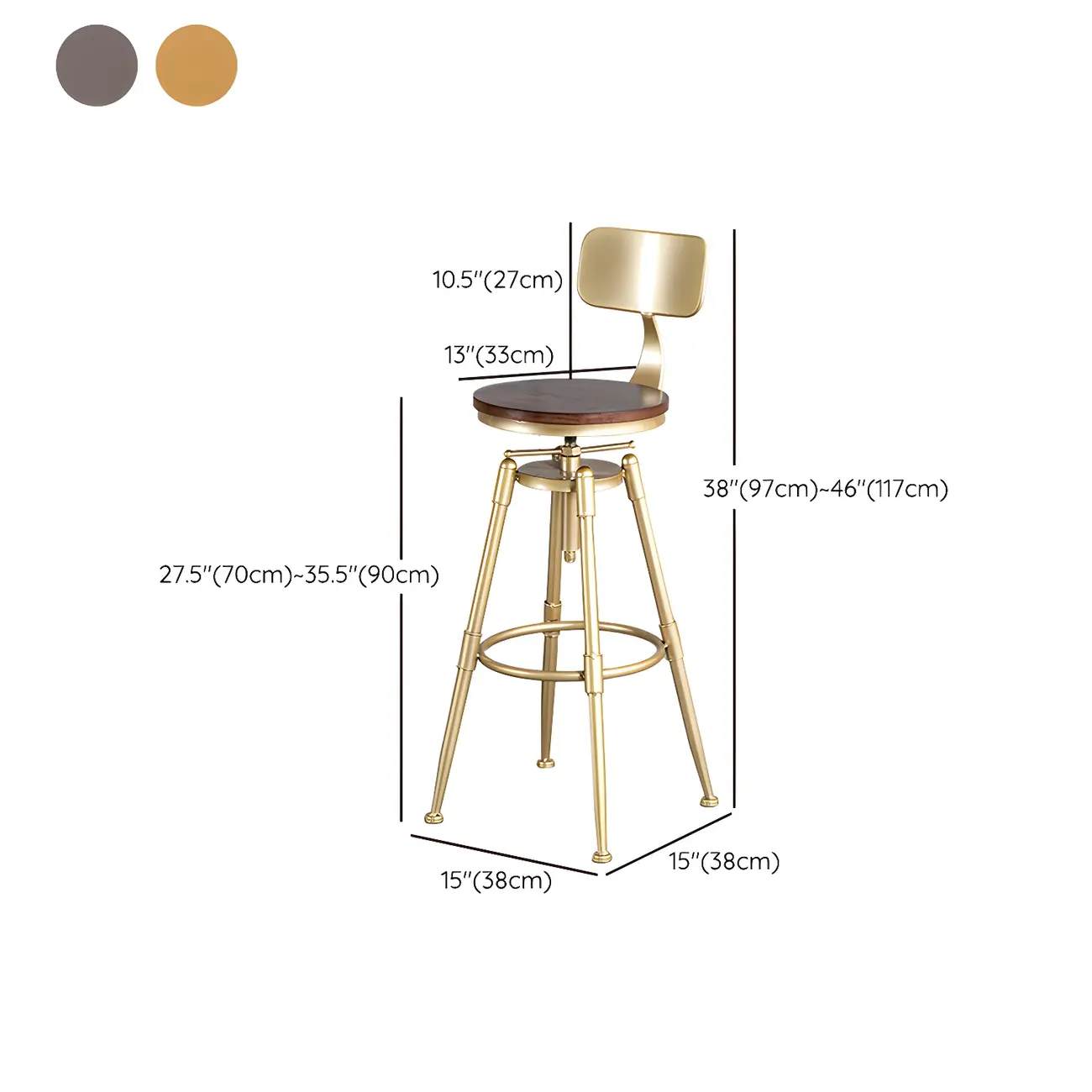 Luxurious Metal Swivel Bar Stools with Backrest for Home Bar Image - 37 | homeyfad