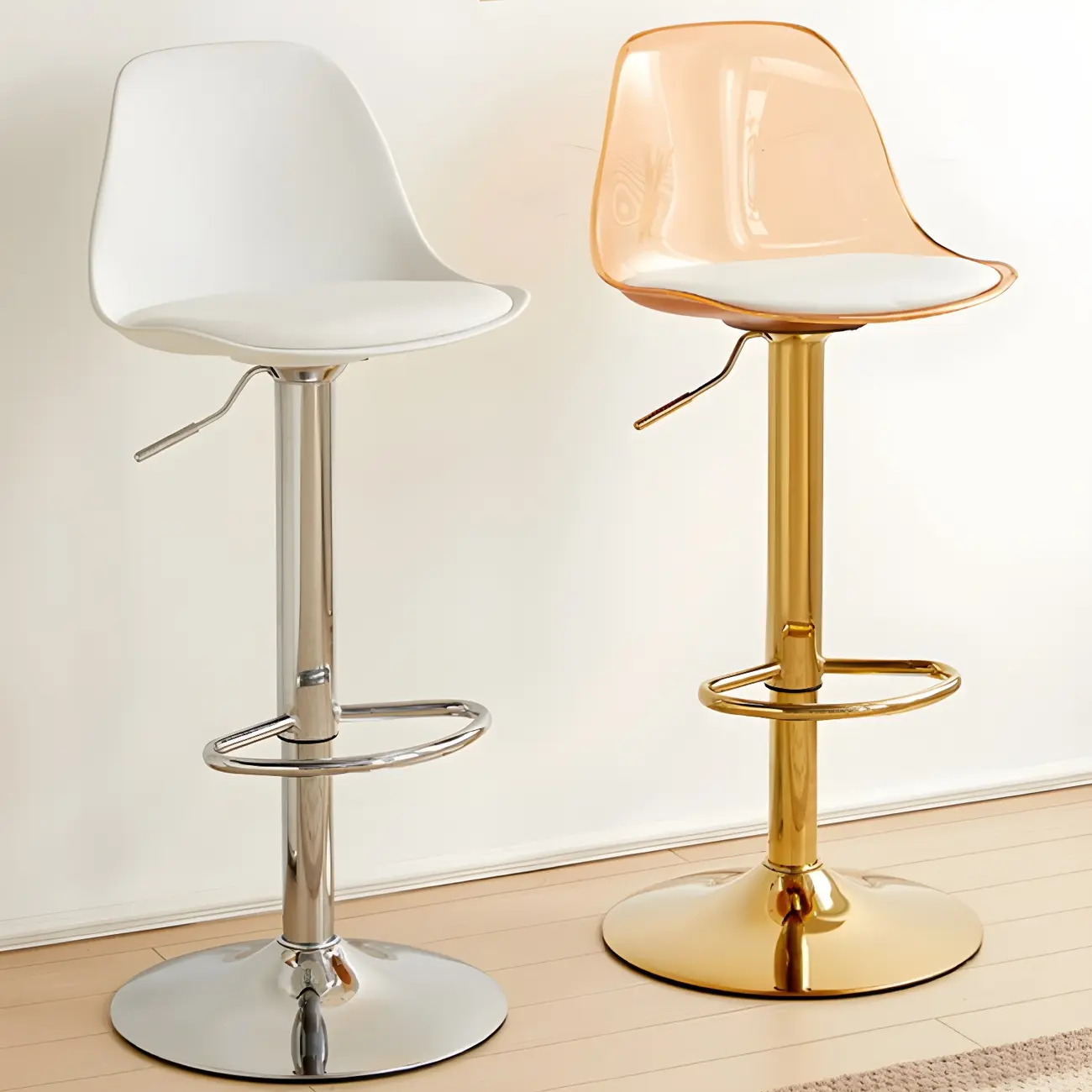 Rectangle Swivel Faux Leather Adjustable Bar Stools Image - 1 | homeyfad