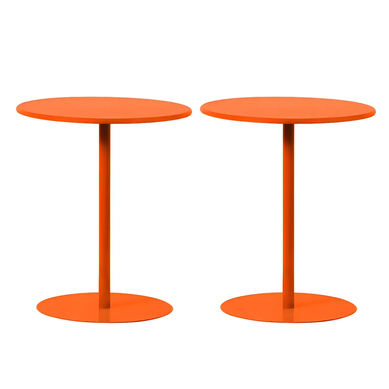 Contemporary Black Metal Pedestal Round End Table Image - 4