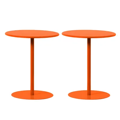 Contemporary Black Metal Pedestal Round End Table Image - 4