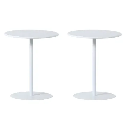 Contemporary Black Metal Pedestal Round End Table Image - 5