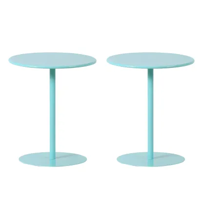 Contemporary Black Metal Pedestal Round End Table Image - 9