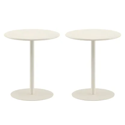 Contemporary Black Metal Pedestal Round End Table Image - 13