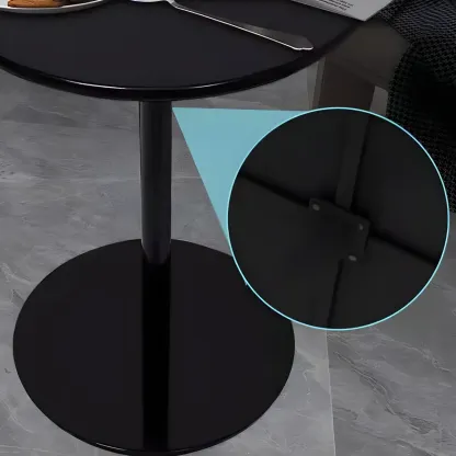 Contemporary Black Metal Pedestal Round End Table Image - 14
