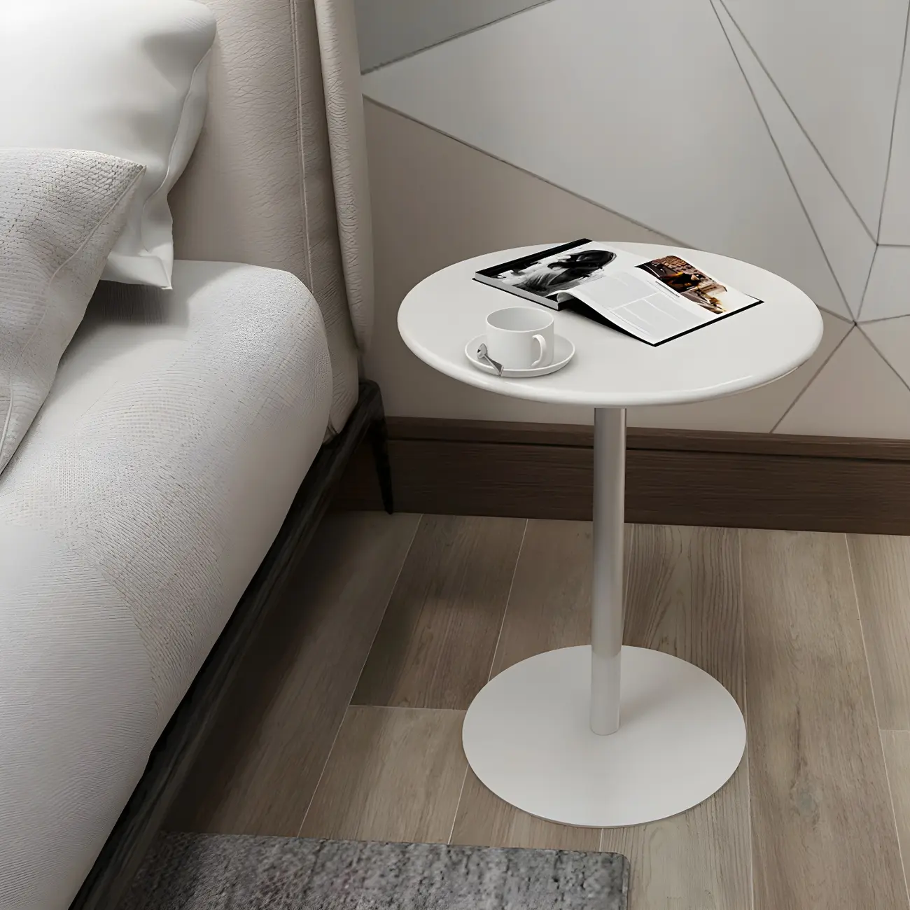 Contemporary Black Metal Pedestal Round End Table Image - 18 | homeyfad