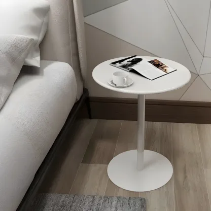 Contemporary Black Metal Pedestal Round End Table Image - 18