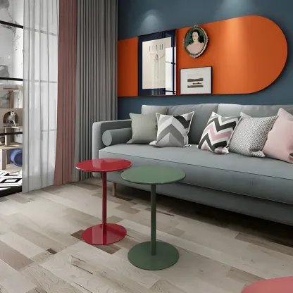 Contemporary Black Metal Pedestal Round End Table Image - 20