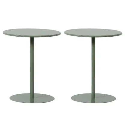 Contemporary Black Metal Pedestal Round End Table Image - 23