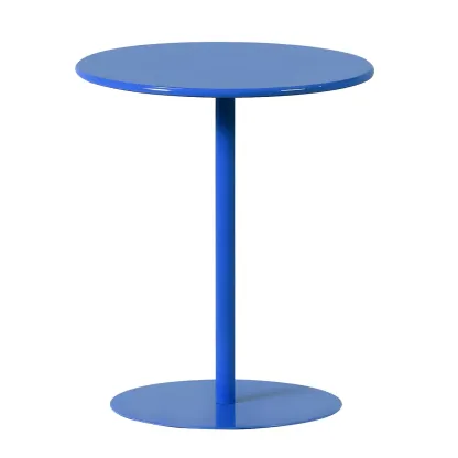 Contemporary Black Metal Pedestal Round End Table Image - 25