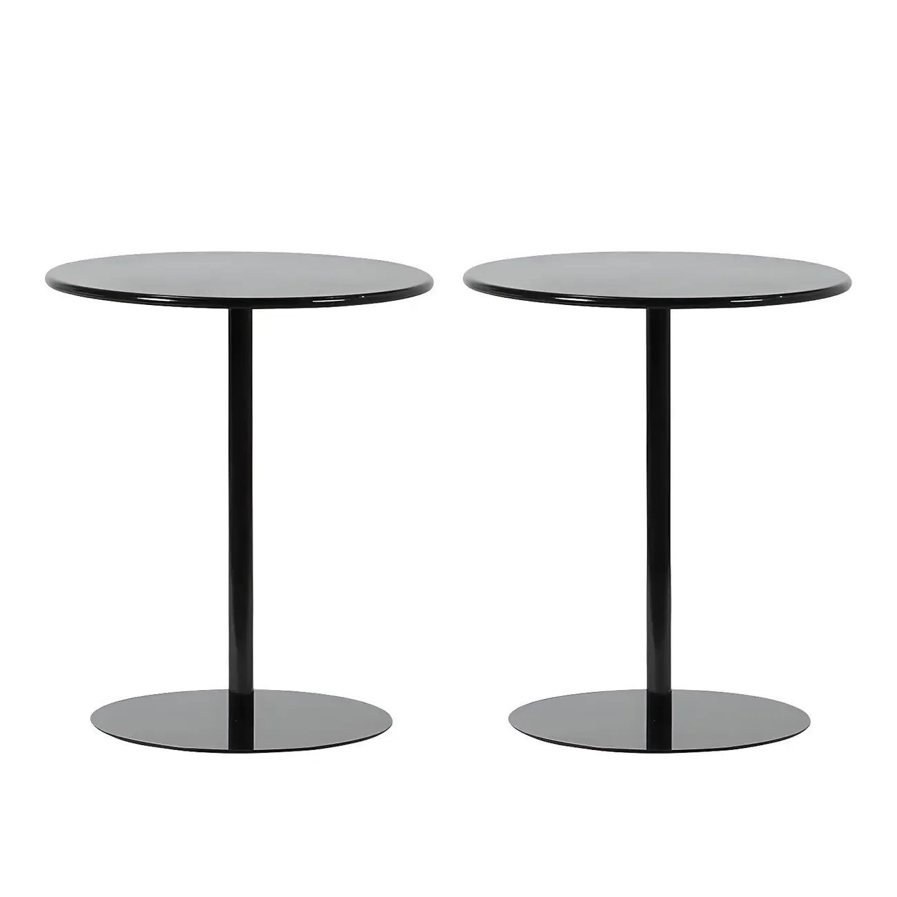 Contemporary Black Metal Pedestal Round End Table Image - 29