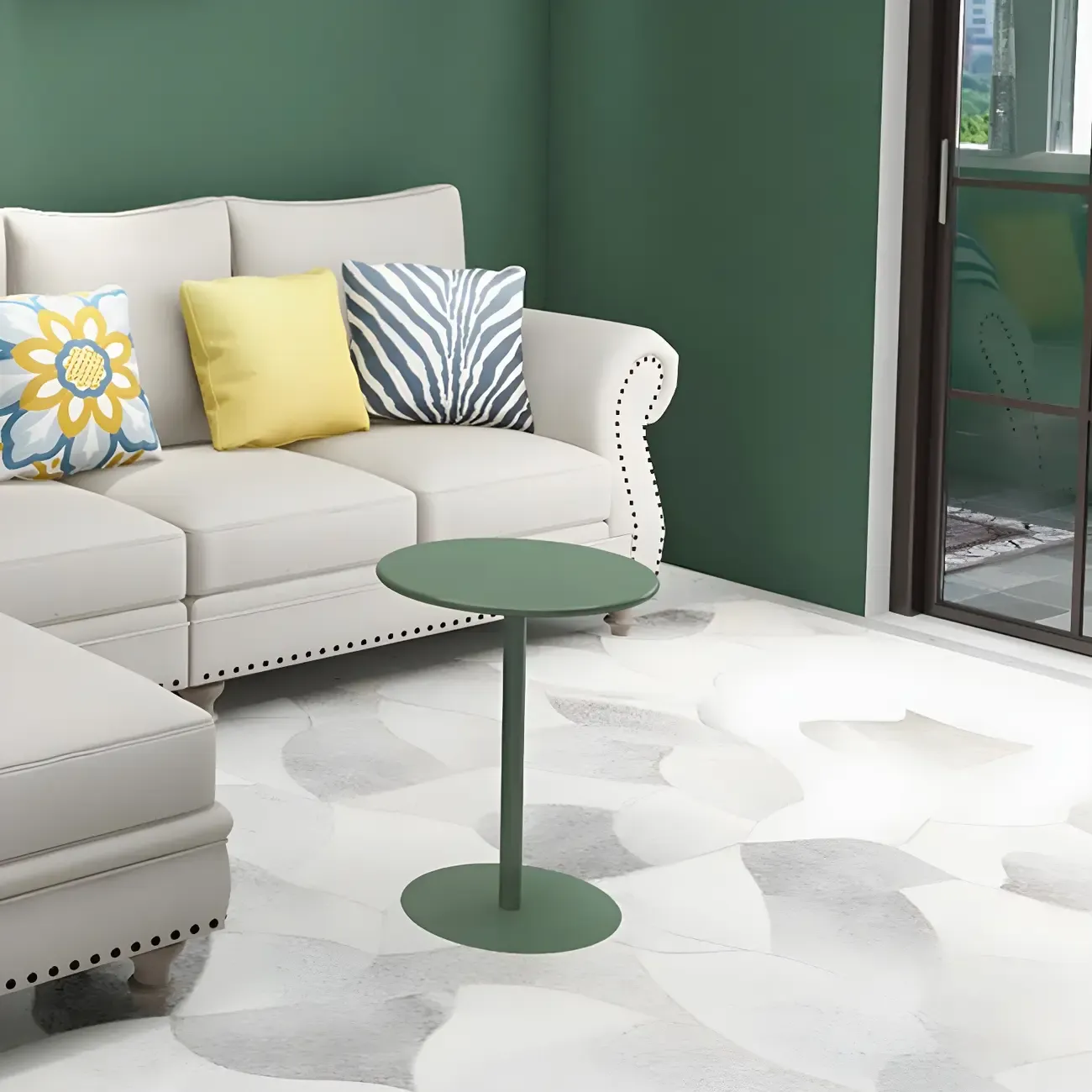 Contemporary Black Metal Pedestal Round End Table Image - 30