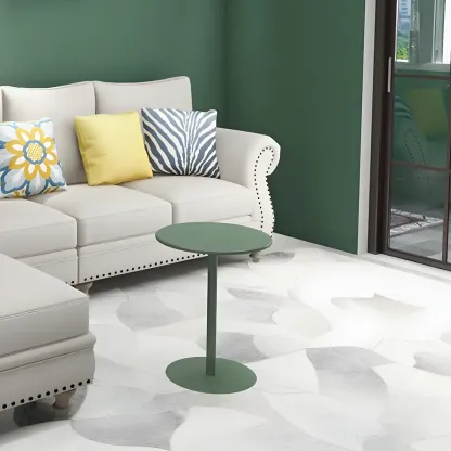 Contemporary Black Metal Pedestal Round End Table Image - 30