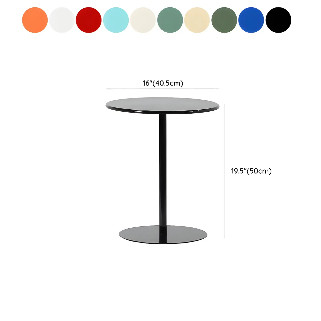 Contemporary Black Metal Pedestal Round End Table #size | homeyfad