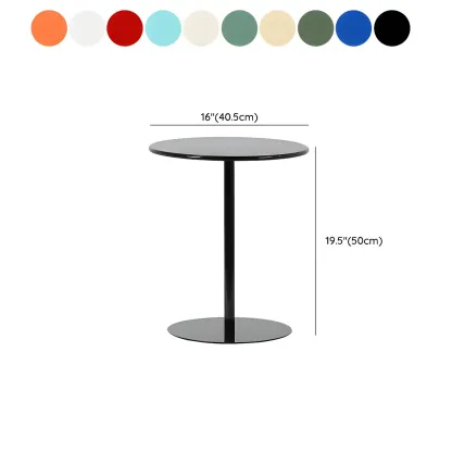Contemporary Black Metal Pedestal Round End Table #size