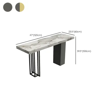 Modern Black Stone Counter Height Metal Rectangular Bar Table Image - 14