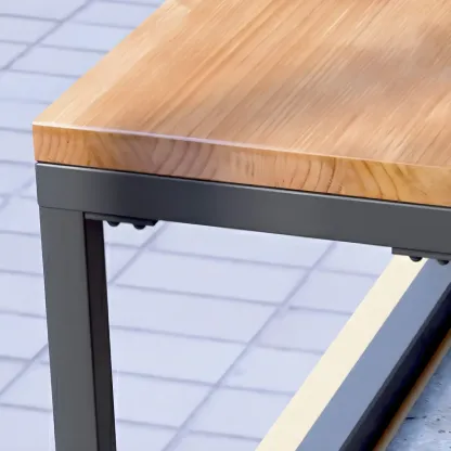 Modern Brown Wooden Iron Trestle Base Bar Table Image - 9