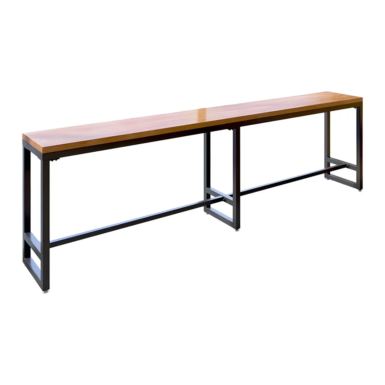 Modern Brown Wooden Iron Trestle Base Bar Table Image - 10
