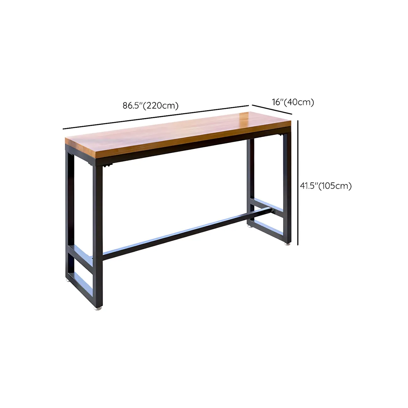 Modern Brown Wooden Iron Trestle Base Bar Table #size | homeyfad
