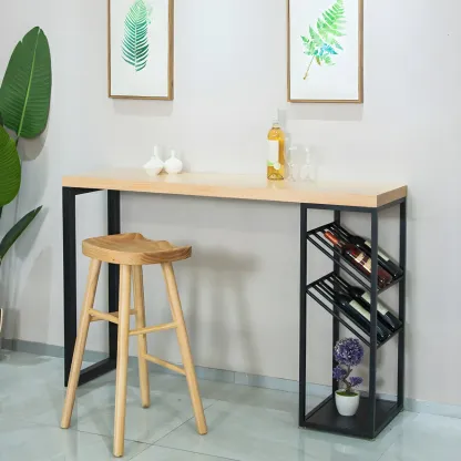 Modern Natural Pine Wood Wine Rack Bar Tables Image - 10