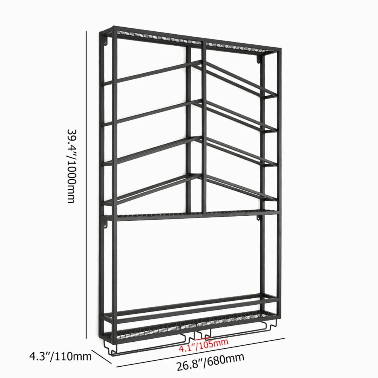 Hanging Industrial Metal Black Wine Rack Wall Mounted Image - 10 | homeyfad