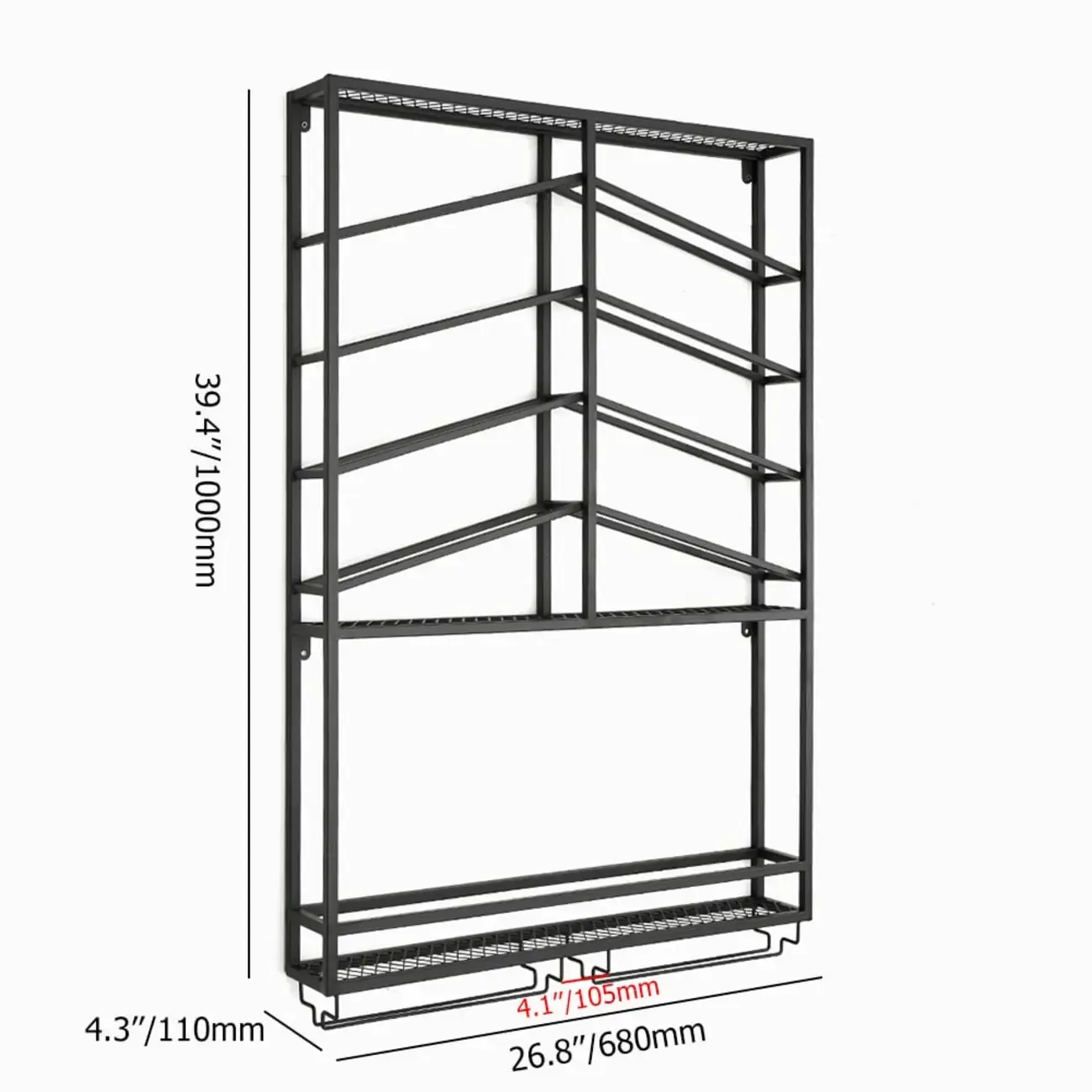 Hanging Industrial Metal Black Wine Rack Wall Mounted Image - 10