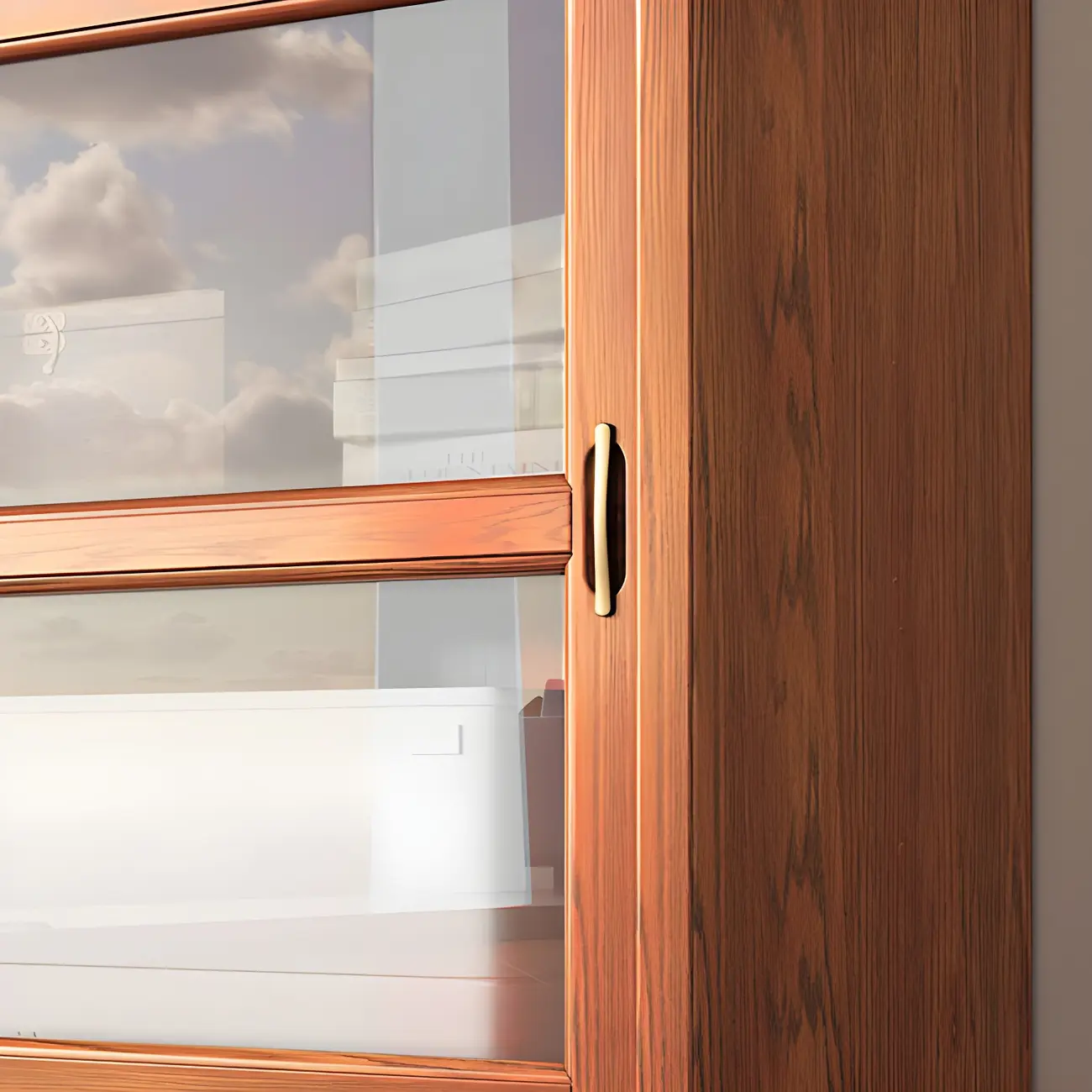 Adjustable Wood Glass Display Cabinet with Sliding Doors Image - 14 | homeyfad