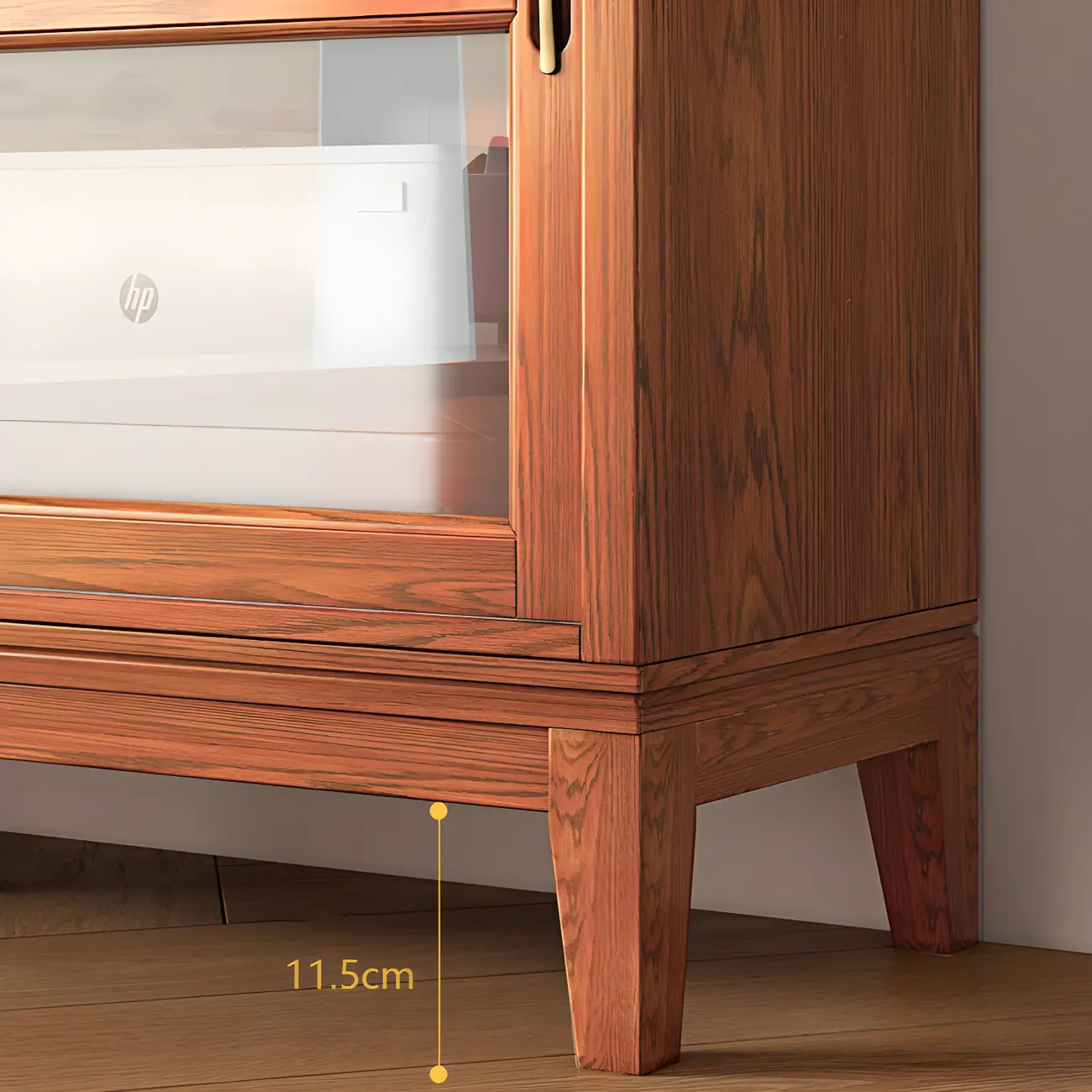 Adjustable Wood Glass Display Cabinet with Sliding Doors Image - 16 | homeyfad