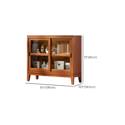 Adjustable Wood Glass Display Cabinet with Sliding Doors #size