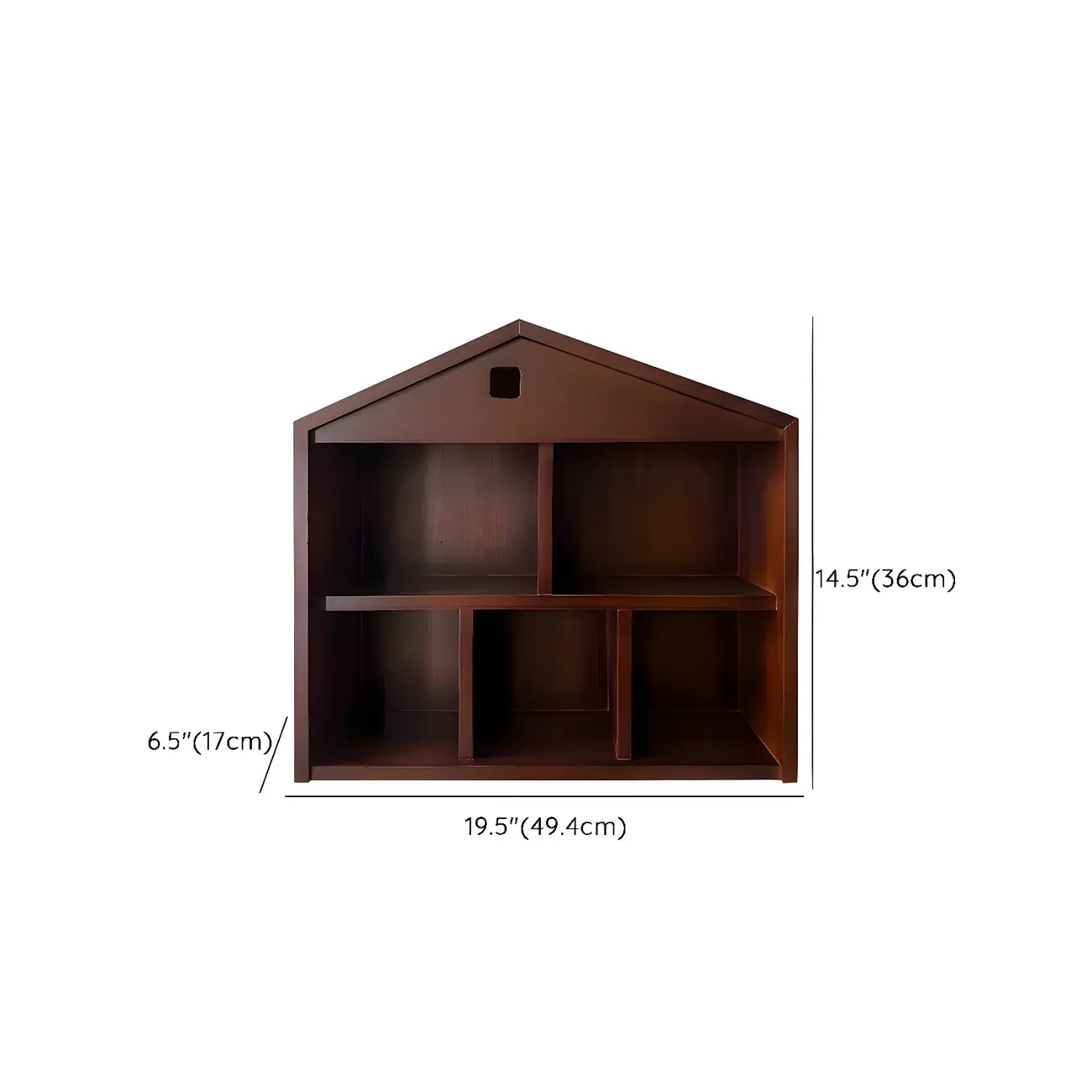 Classicial House-shaped 2 Shelves Floating Wood Display Cabinet Image - 19 | homeyfad