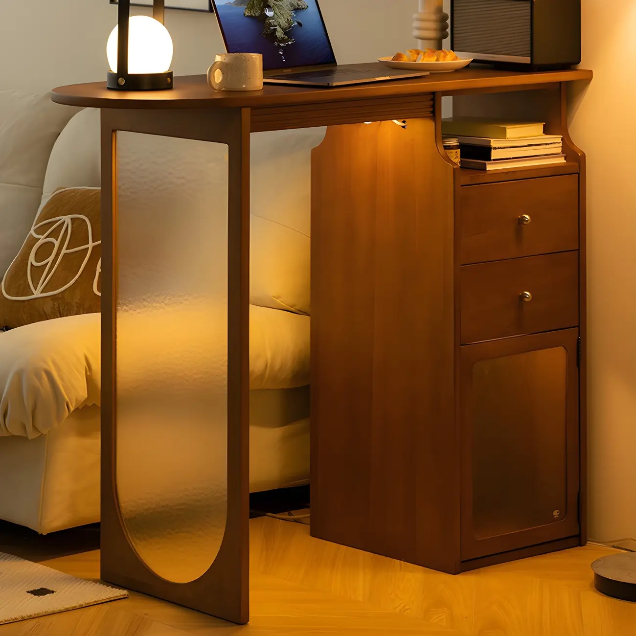 Free Form Brown Wooden Storage Bar Tables for Living Room Image - 2 | homeyfad