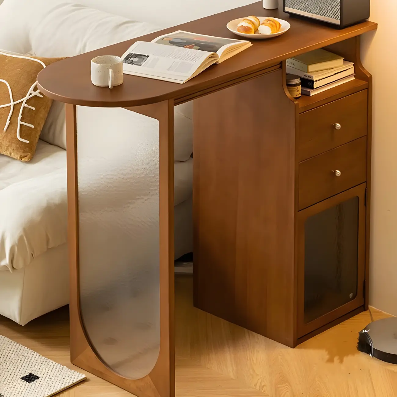 Free Form Brown Wooden Storage Bar Tables for Living Room Image - 1 | homeyfad