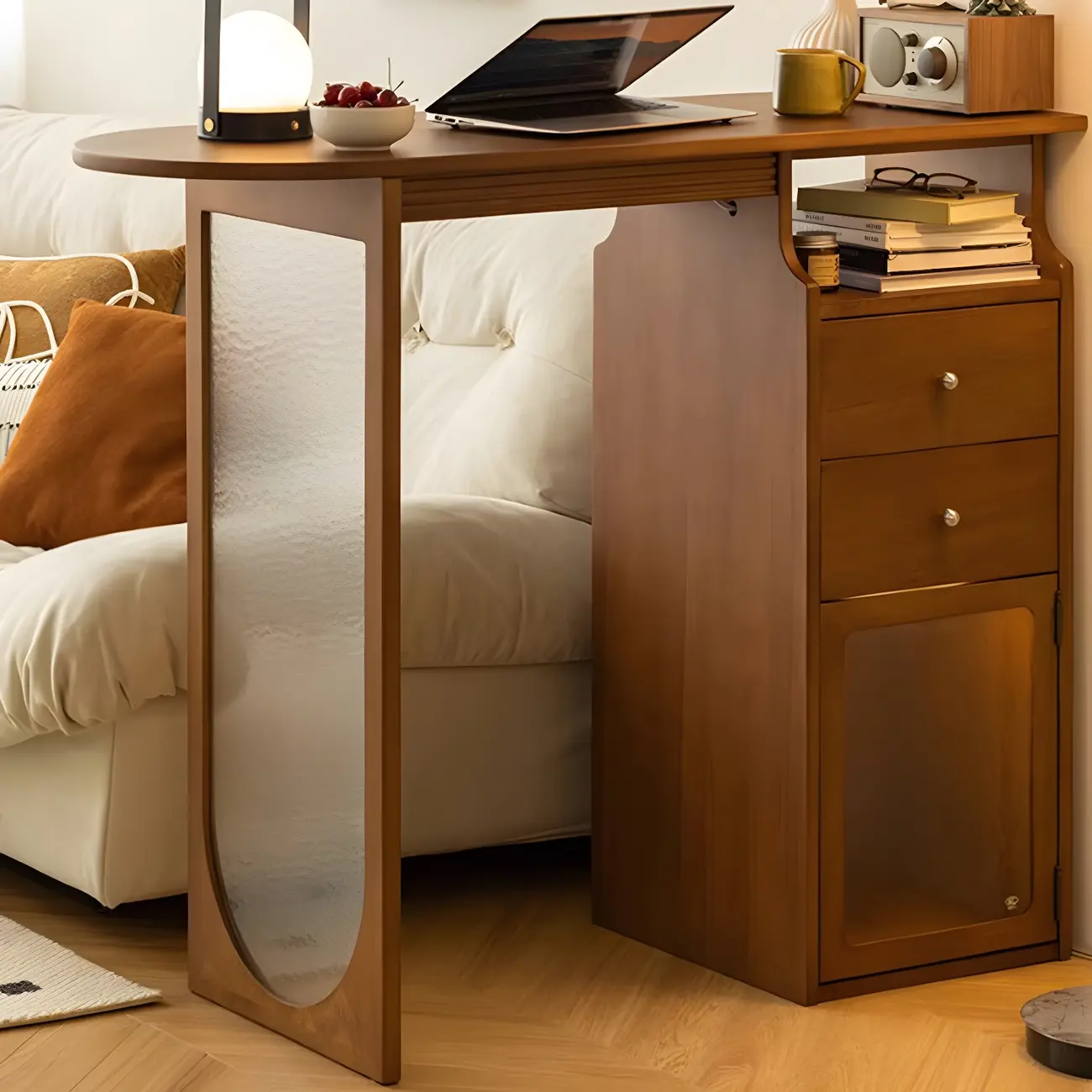 Free Form Brown Wooden Storage Bar Tables for Living Room Image - 3 | homeyfad