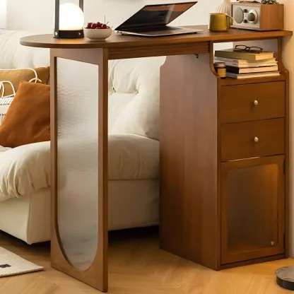 Free Form Brown Wooden Storage Bar Tables for Living Room Image - 3