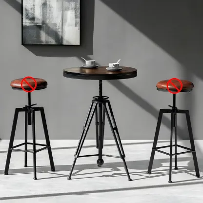 Industrial Brown Wooden Metal Adjustable Bar Tables Image - 3