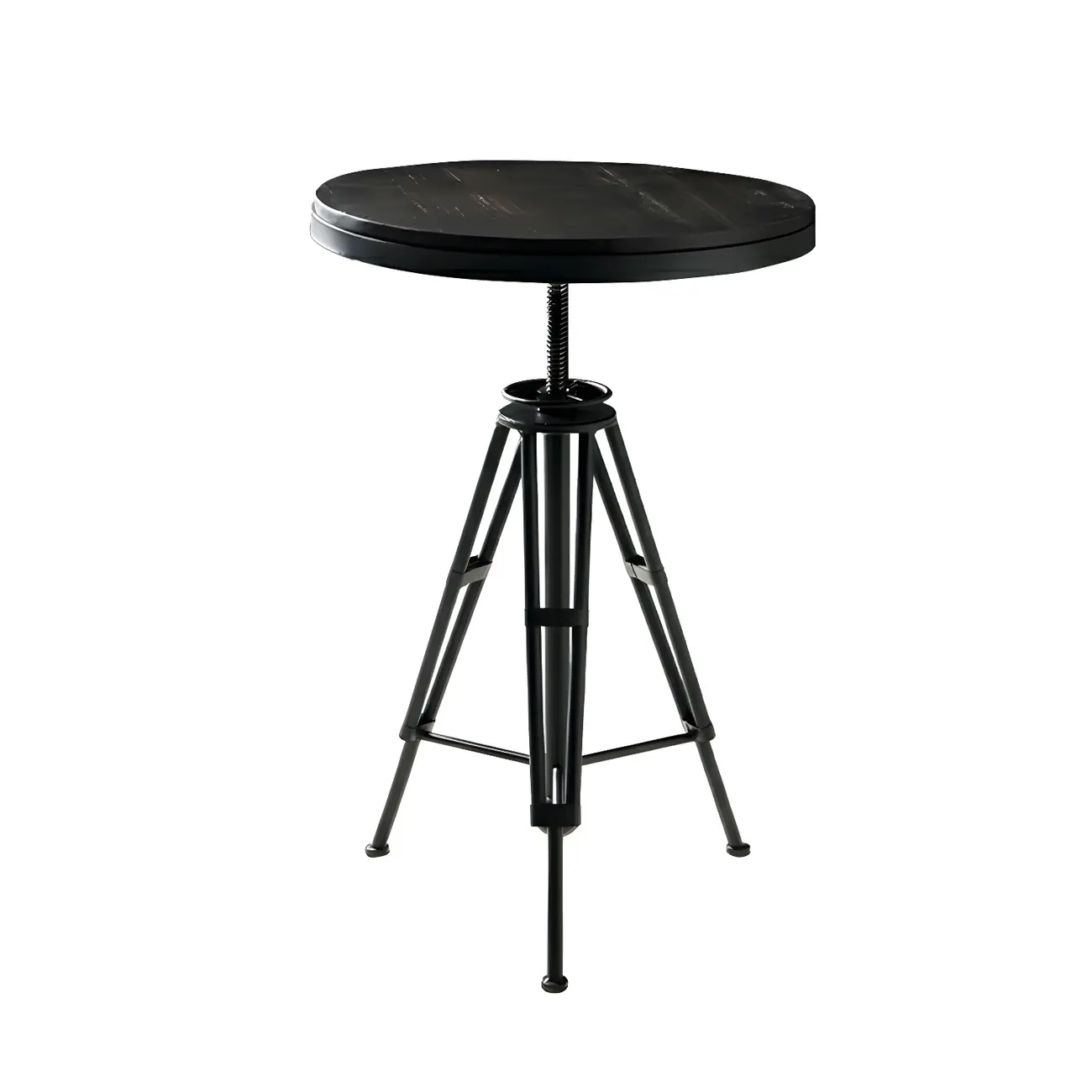 Industrial Brown Wooden Metal Adjustable Bar Tables Image - 7 | homeyfad