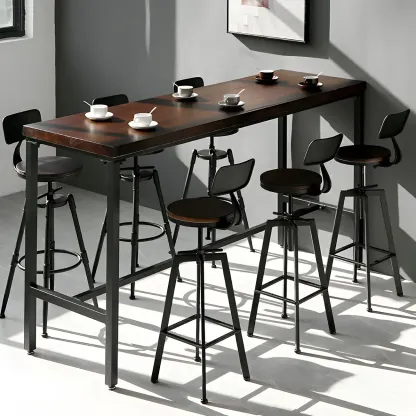 Industrial Brown Wooden Metal Adjustable Bar Tables Image - 14