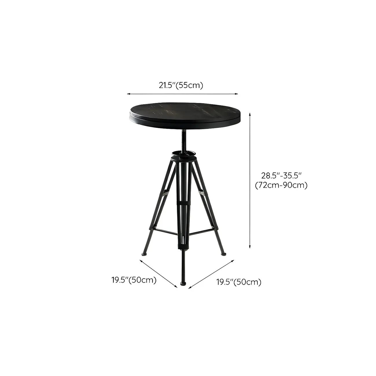 Industrial Brown Wooden Metal Adjustable Bar Tables #size | homeyfad