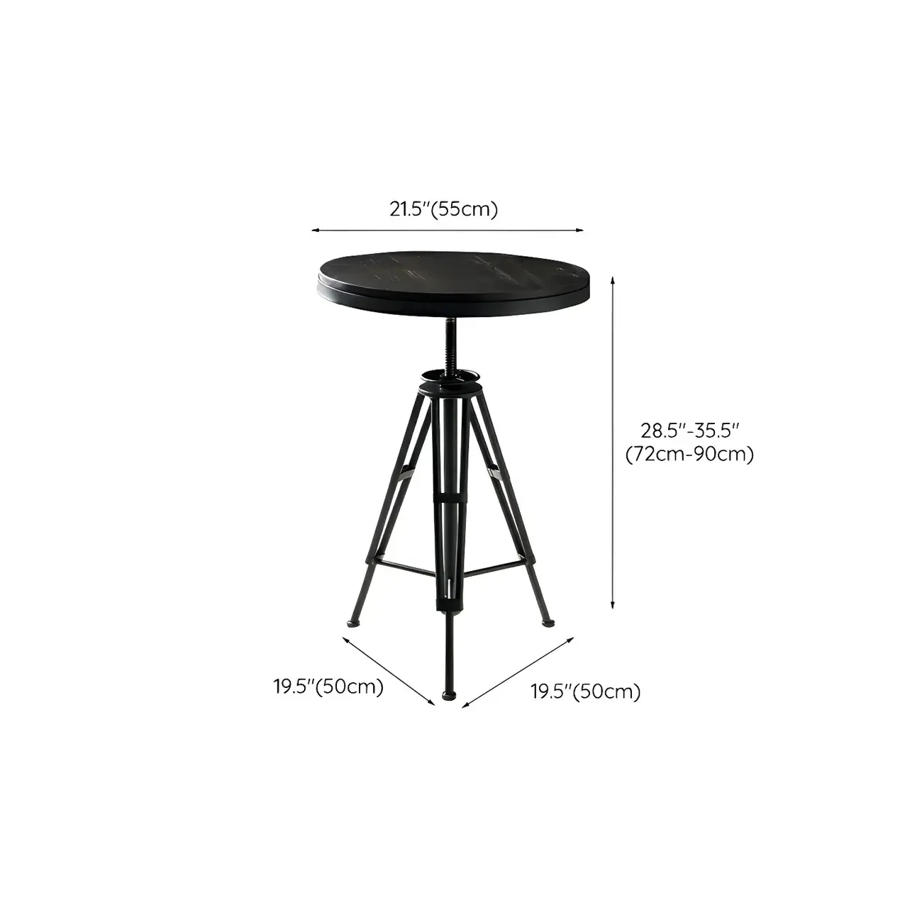 Industrial Brown Wooden Metal Adjustable Bar Tables #size