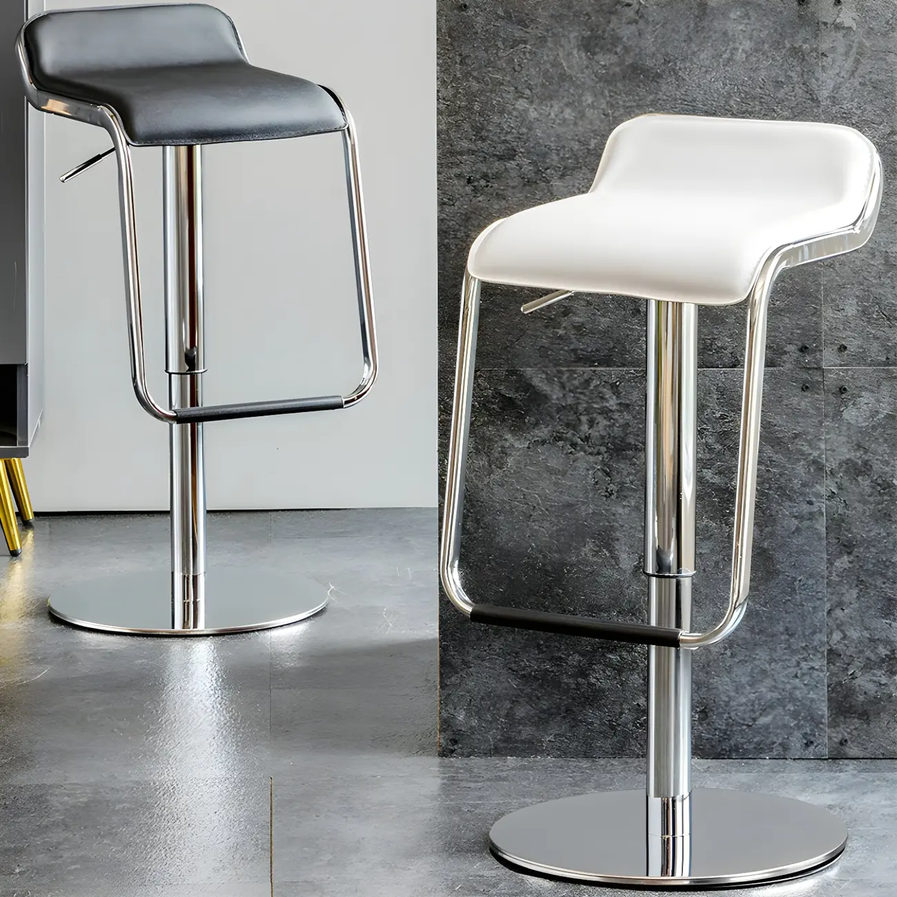 Contemporary Metal Adjustable Swivel Bar Stools for Dining Room Image - 3 | homeyfad