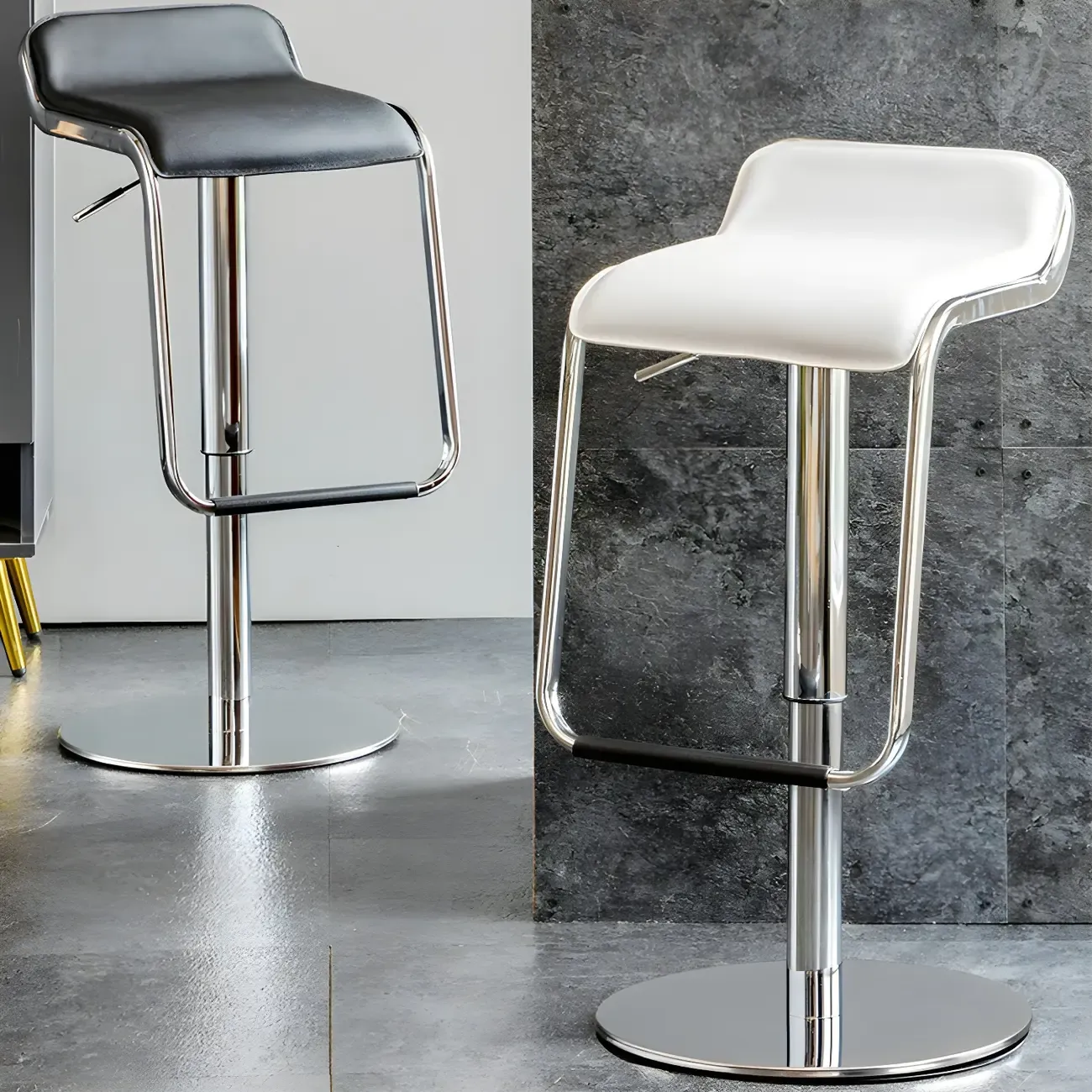 Contemporary Metal Adjustable Swivel Bar Stools for Dining Room Image - 3