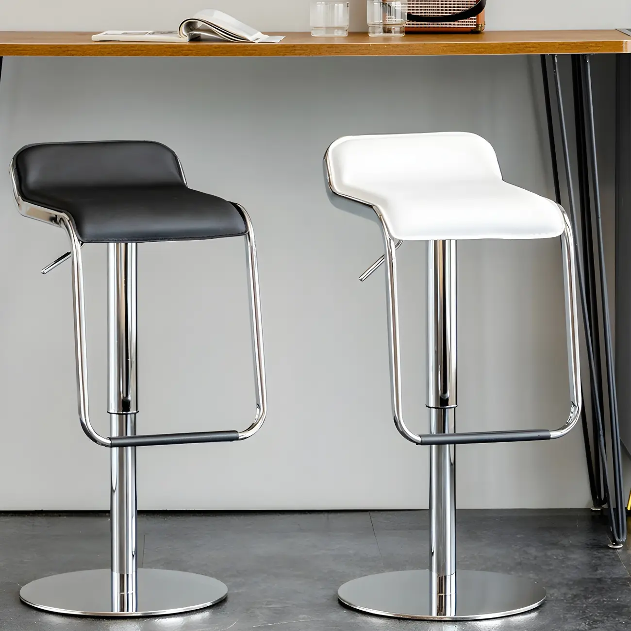 Contemporary Metal Adjustable Swivel Bar Stools for Dining Room Image - 1 | homeyfad