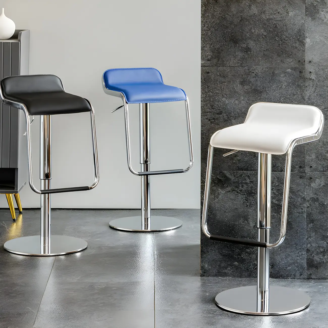 Contemporary Metal Adjustable Swivel Bar Stools for Dining Room Image - 2 | homeyfad